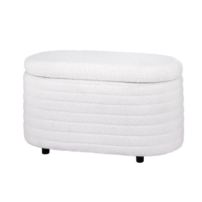 Ottoman Blanket Box 87cm Boucle Fabric Oval