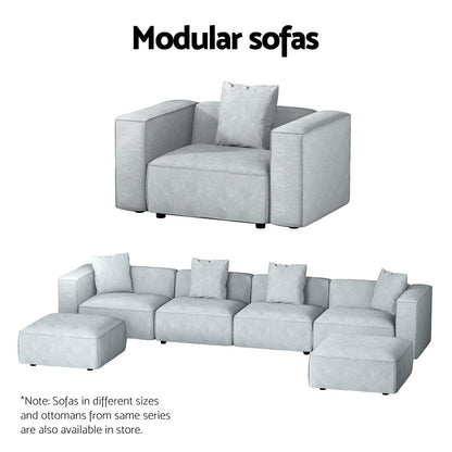 Modular Sofa Chaise Set 2-Seater Grey