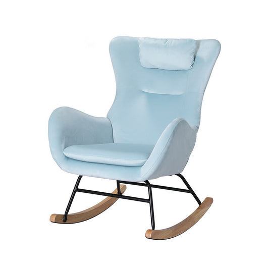 Rocking Chair Velvet Armchair Feeding Chair Blue