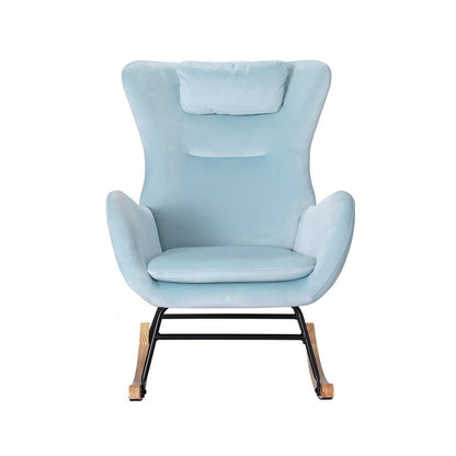 Rocking Chair Velvet Armchair Feeding Chair Blue