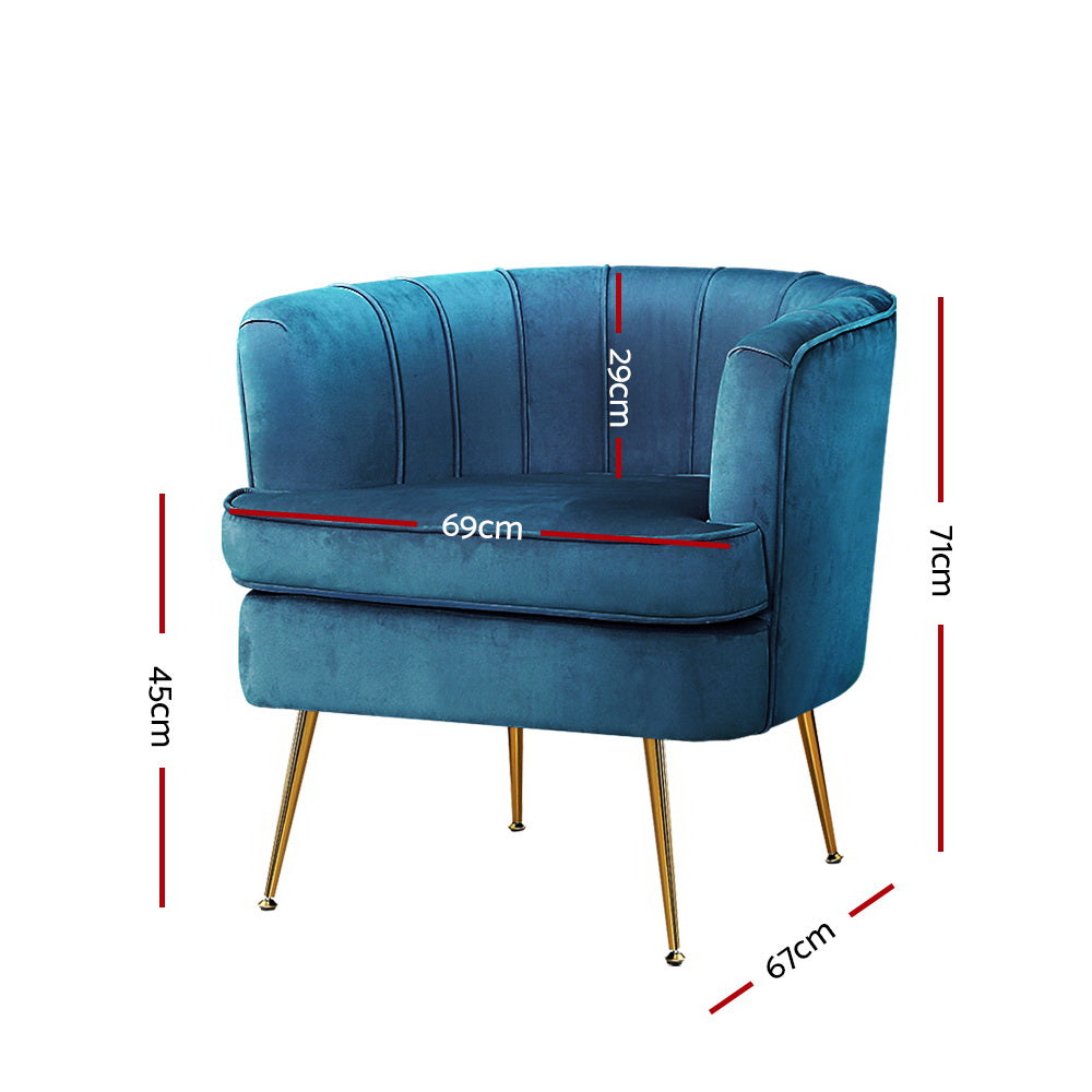 Armchair Velvet Blue Norvia