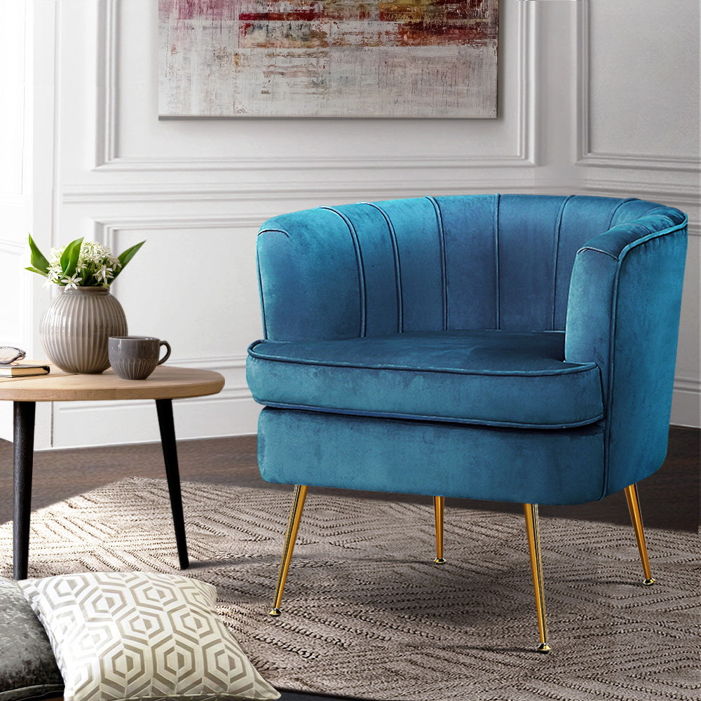 Armchair Velvet Blue Norvia