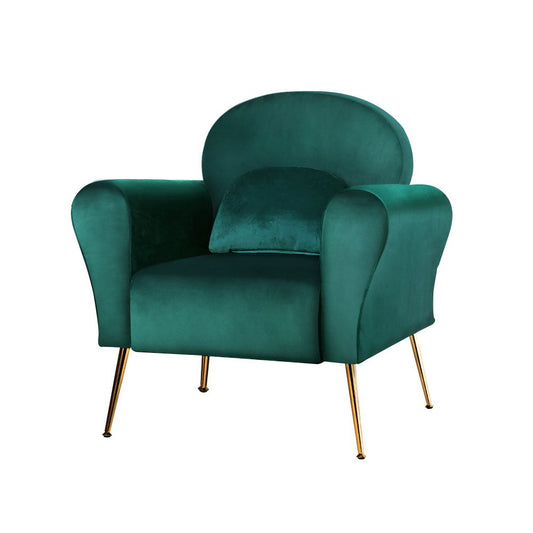 Armchair Green Velvet Caroline