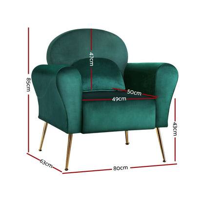 Armchair Green Velvet Caroline