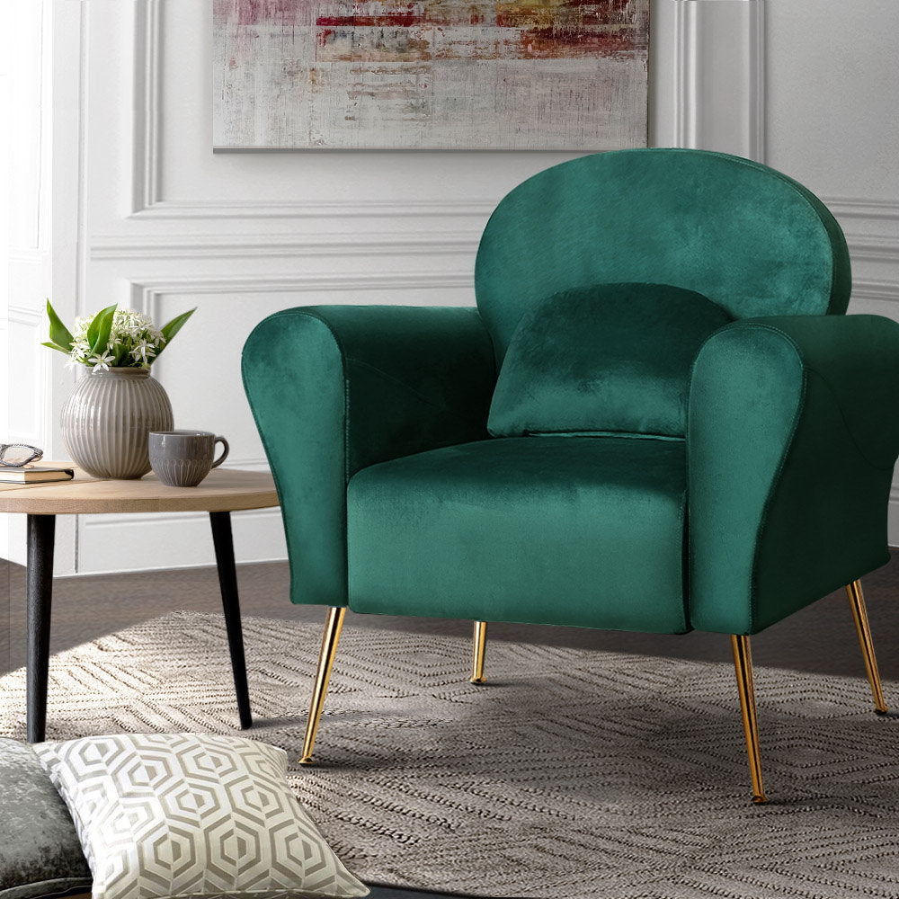 Armchair Green Velvet Caroline