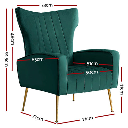 Armchair Green Velvet Kate