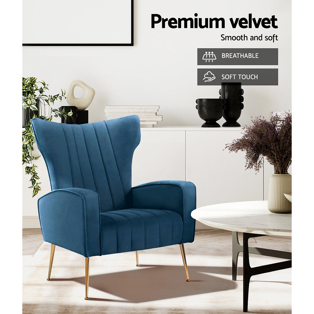 Armchair Navy Velvet Kate