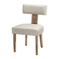 Dining Chairs Set of 2 Linen Fabric Wooden Beige