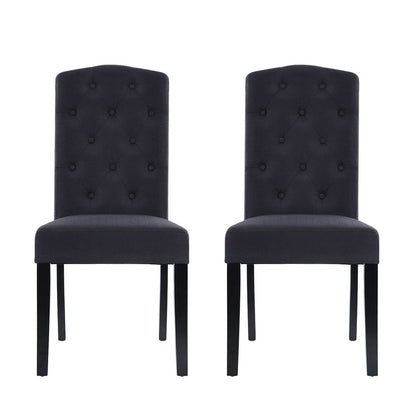 Dining Chairs Grey Fabric Set of 2 Dansk