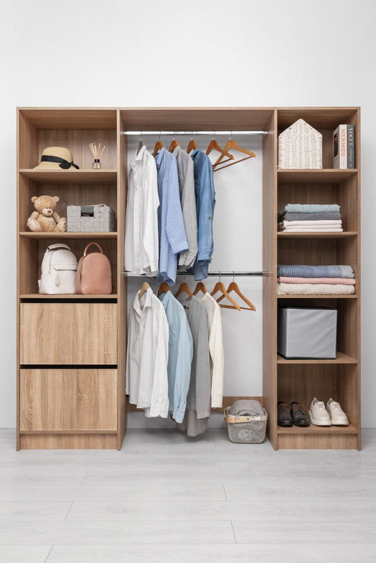 BASEL 2M WALK IN WARDROBE KIT - SLIM SHAKER - NATURAL OAK