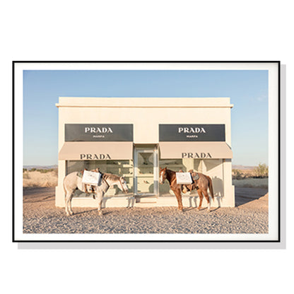 70cmx100cm Horses Fashion Black Frame Canvas Wall Art