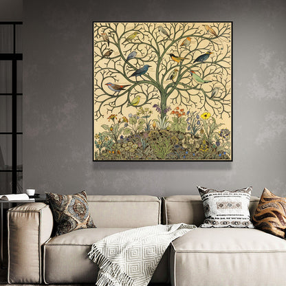 Wall Art 100cmx100cm Tree Of Life Black Frame Canvas