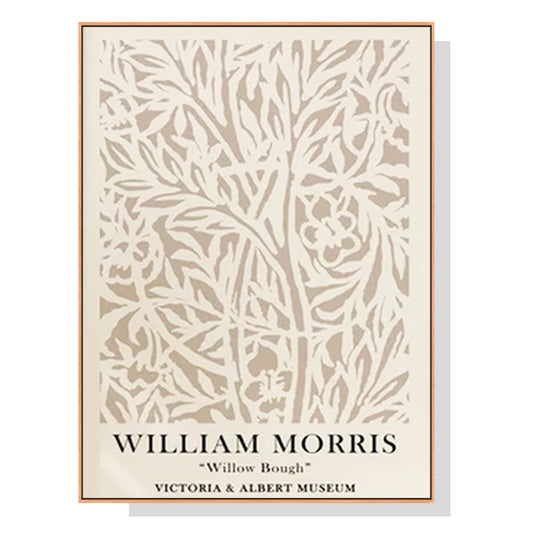 Wall Art 90cmx135cm William Morris Neutral Wood Frame Canvas