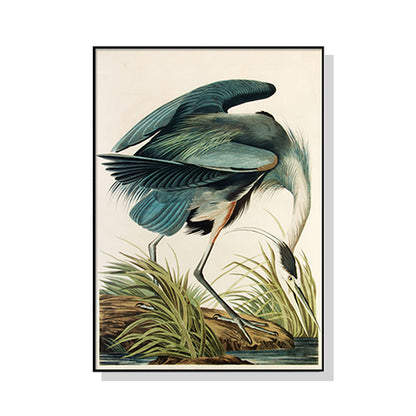 Wall Art 90cmx135cm Great Blue Heron By John James Audubon Black Frame Canvas