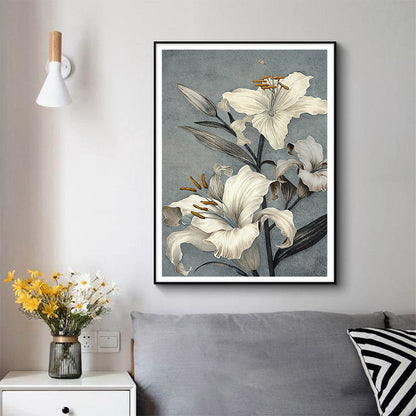 Wall Art 70cmx100cm Floral Lily II Black Frame Canvas