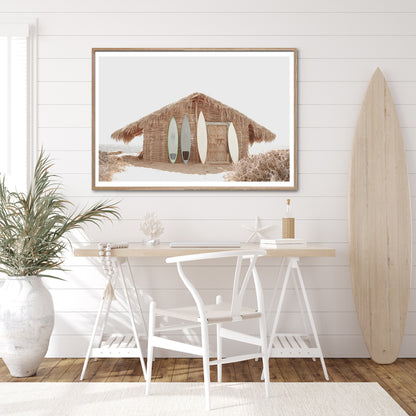 Wall Art 50cmx70cm Surf Cabin Wood Frame Canvas