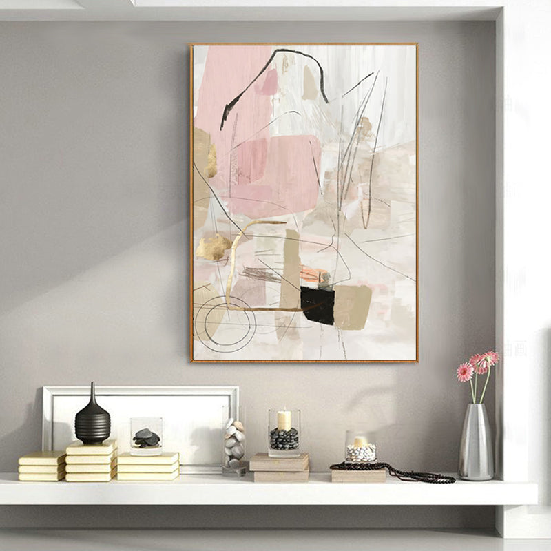 Wall Art 70cmx100cm Abstract Pink Gold Frame Canvas