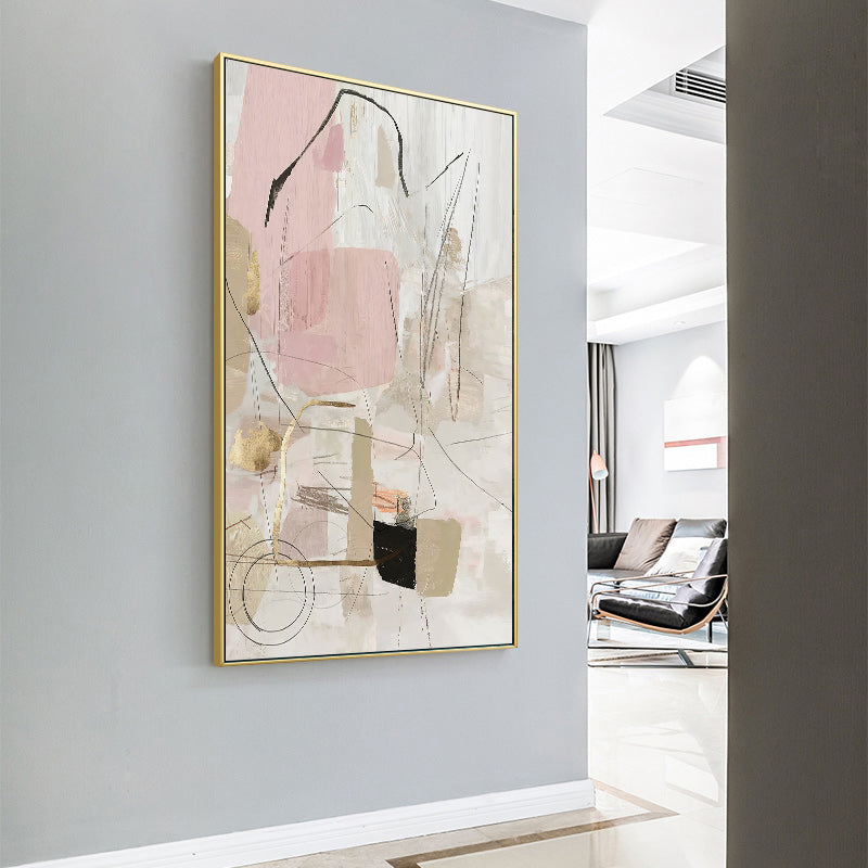 Wall Art 80cmx120cm Abstract Pink Gold Frame Canvas