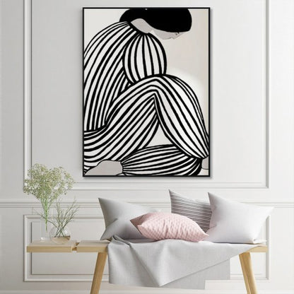 Wall Art 90cmx135cm Mid Century Figure Black Frame Canvas