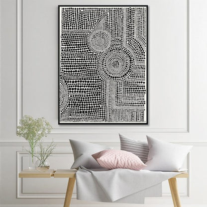 Wall Art 100cmx150cm Clustered Dots A Black Frame Canvas