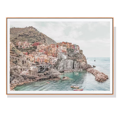 Wall Art 100cmx150cm Italy Cinque Terre Wood Frame Canvas