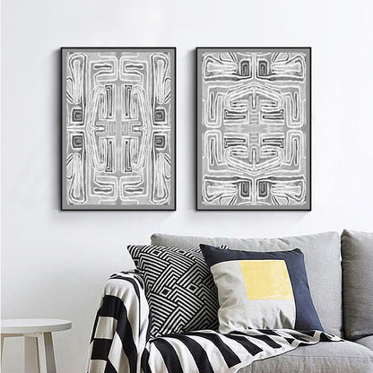 Wall Art 90cmx135cm Black White Pattern 2 Sets Black Frame Canvas