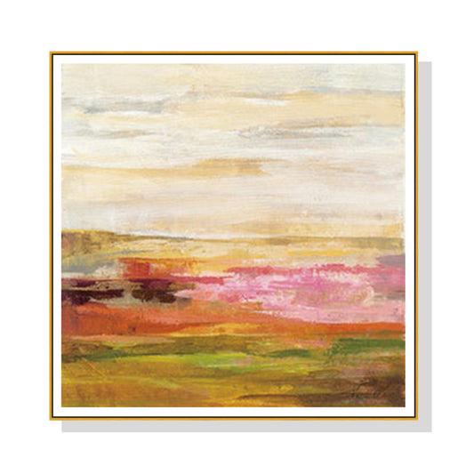 Wall Art 100cmx100cm Blooming Field Gold Frame Canvas