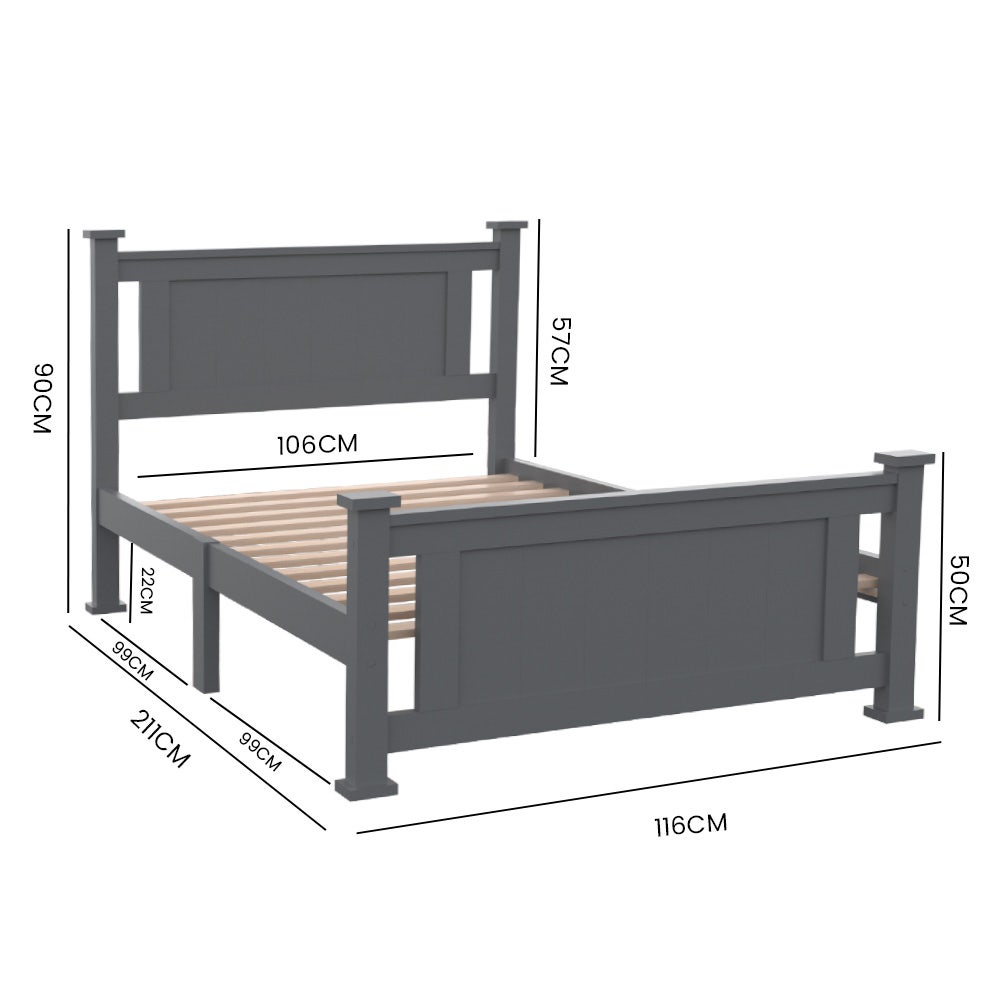 Kingston Slumber King Single Wooden Timber Bed Frame Grey