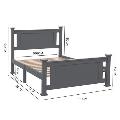 Kingston Slumber King Single Wooden Timber Bed Frame Grey