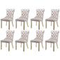 8x Velvet Dining Chairs Upholstered Tufted Kithcen Chair with Solid Wood Legs Stud Trim and Ring-Beige