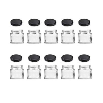 10x 300ml Flint Glass Jars + Twist Lids - Round Food Cosmetic Packing Containers