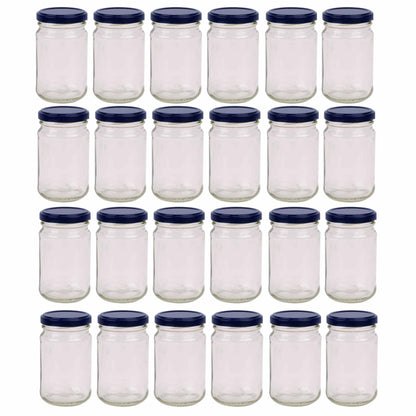 24x 375ml Flint Glass Jars + Twist Lids - Round Food Storage Preserving Jar