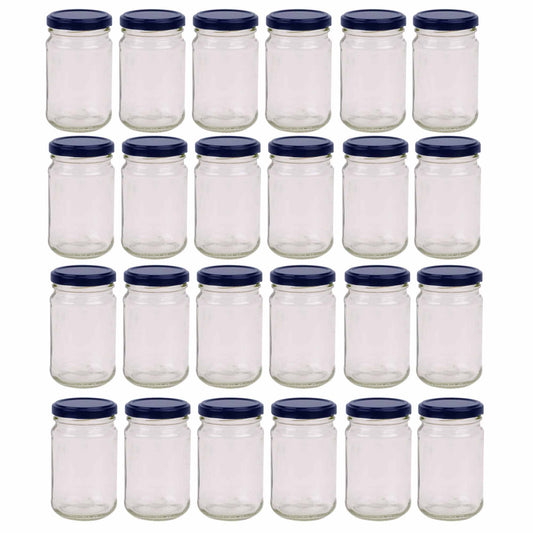 24x 375ml Flint Glass Jars + Twist Lids - Round Food Storage Preserving Jar