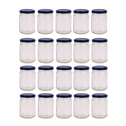 20x 150ml Flint Glass Jars + Twist Finish - Lids Round Food Storage Small Spices