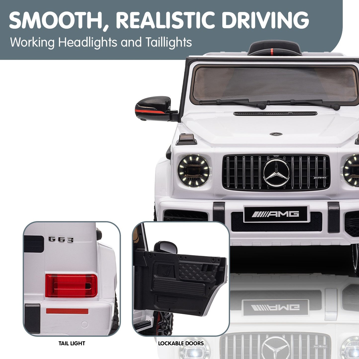 Kahuna Mercedes Benz AMG G63 Licensed Kids Ride On Electric Car Remote Control - White