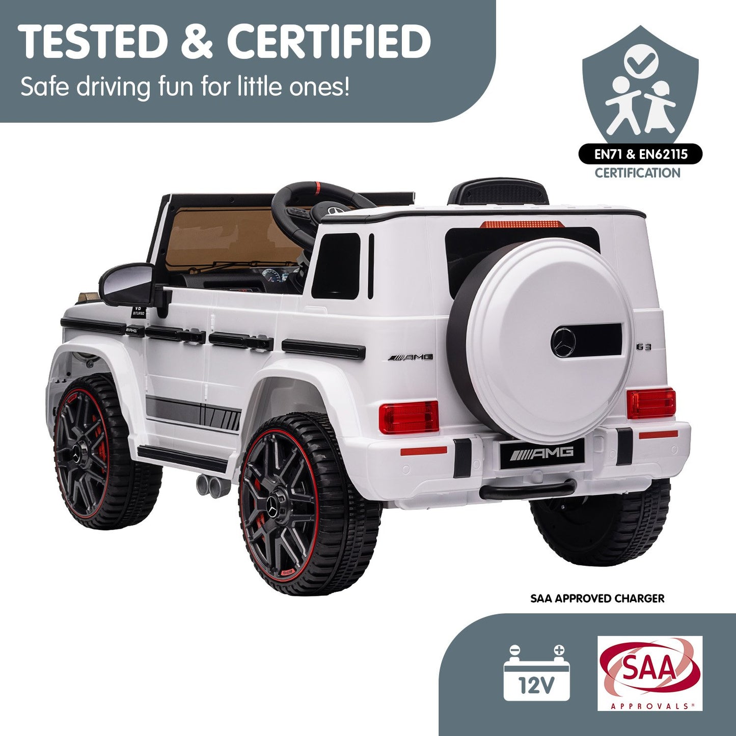 Kahuna Mercedes Benz AMG G63 Licensed Kids Ride On Electric Car Remote Control - White