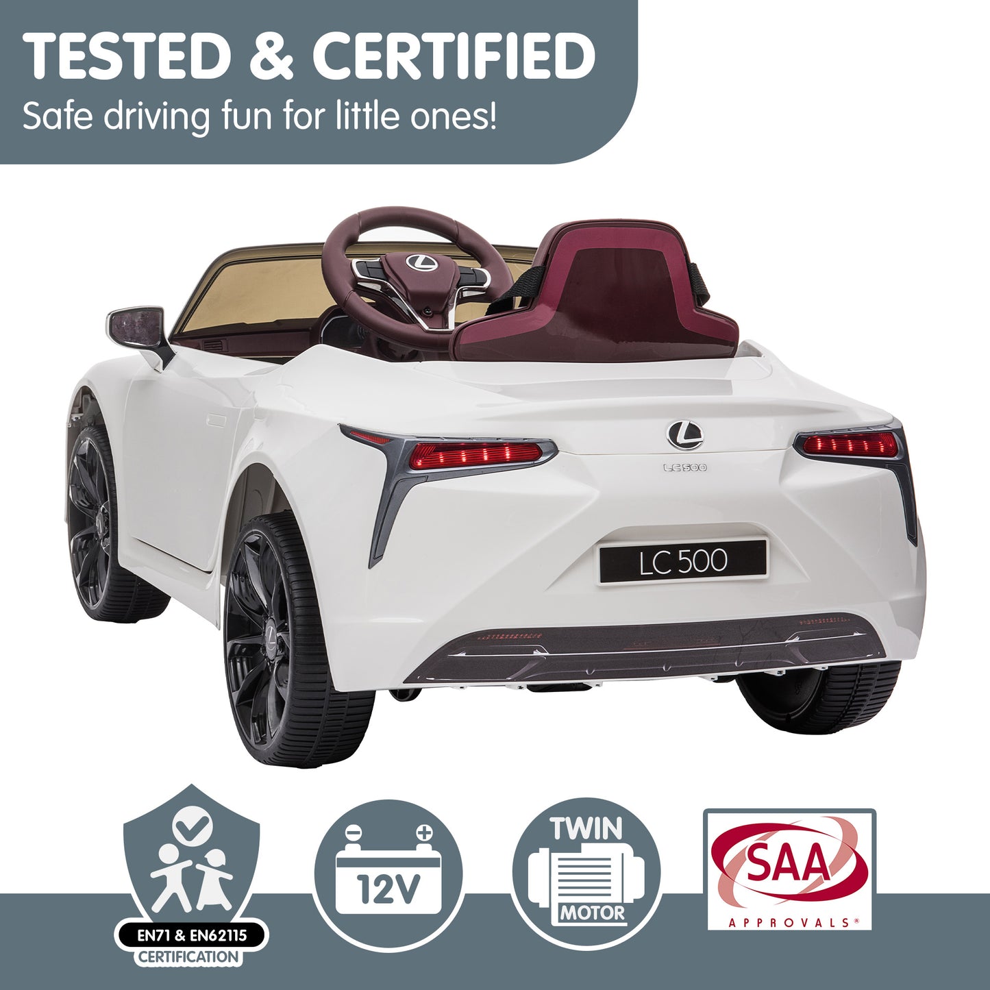 Kahuna Licensed Lexus Lc 500 Kids Electric Ride On Car - White