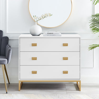 Sarantino Amara Chest Of Drawers Tallboy Dresser - White/gold