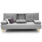 Rochester Linen Fabric Sofa Bed Lounge Couch Futon Furniture Suite - Light Grey