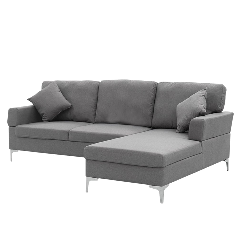 3 Seater Linen Sofa Lounge Left Side Chaise Couch Furniture Dark Grey L-shaped