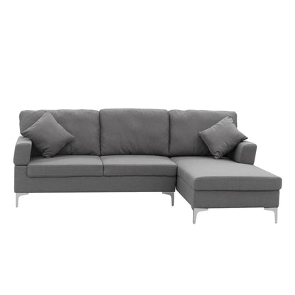 3 Seater Linen Sofa Lounge Left Side Chaise Couch Furniture Dark Grey L-shaped