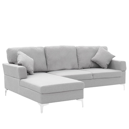 Linen Corner Sofa Couch Lounge L-shape W/right Chaise Seat Light Grey