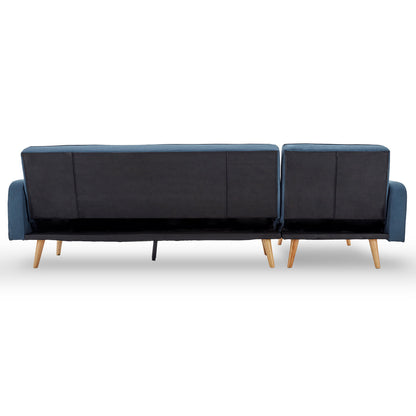 3-Seater Corner Sofa Bed with Chaise Lounge - Blue