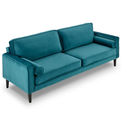 Faux Velvet Sofa Bed Couch Furniture Lounge Suite Seat Blue