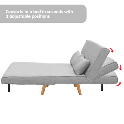 2-Seater Adjustable Sofa Bed Lounge Faux Linen - Grey