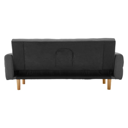 3-Seater Fabric Sofa Bed Futon - Dark Grey