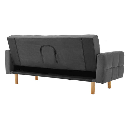 3-Seater Fabric Sofa Bed Futon - Dark Grey