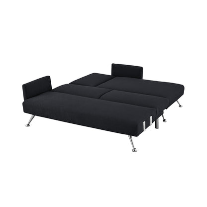 Mia 3-Seater Sofa Bed with Chaise & 3 Pillows - Black