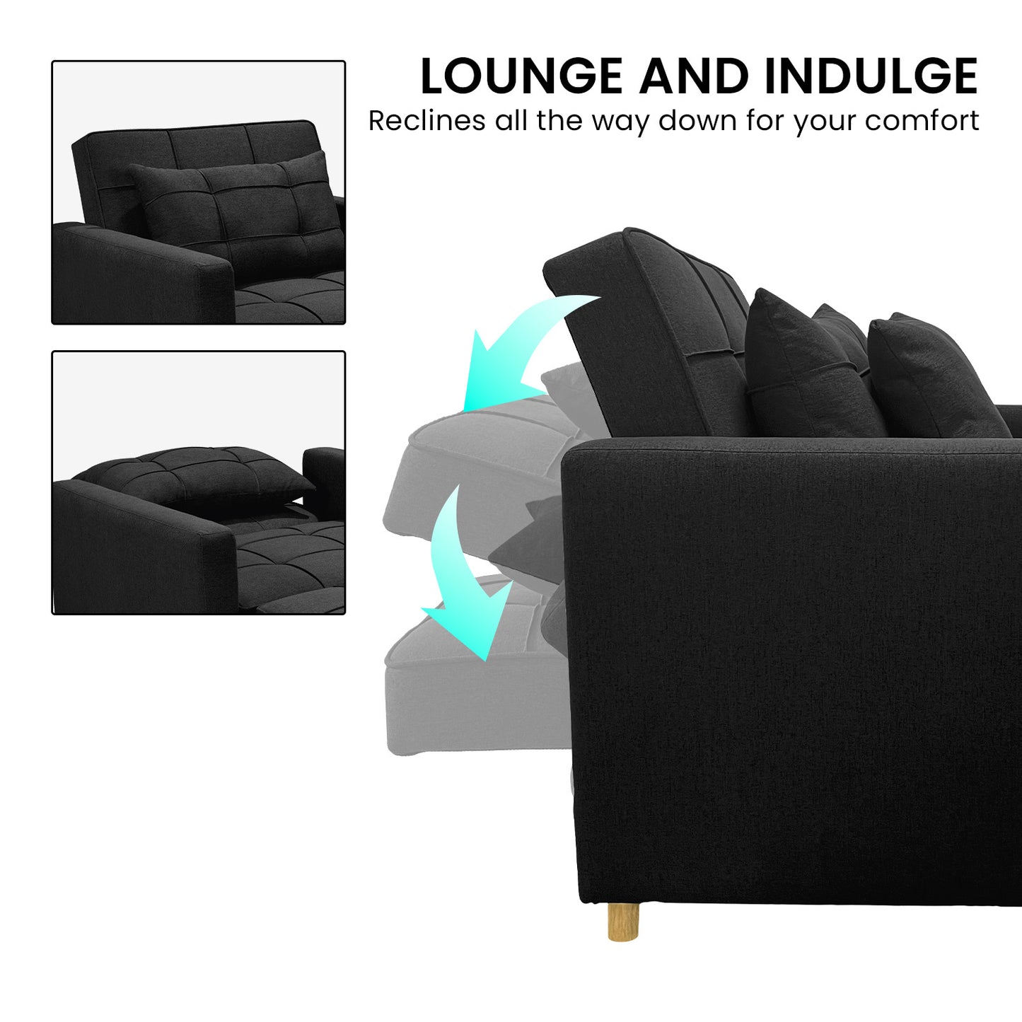 Suri 3-in-1 Convertible Lounge Chair Bed - Black