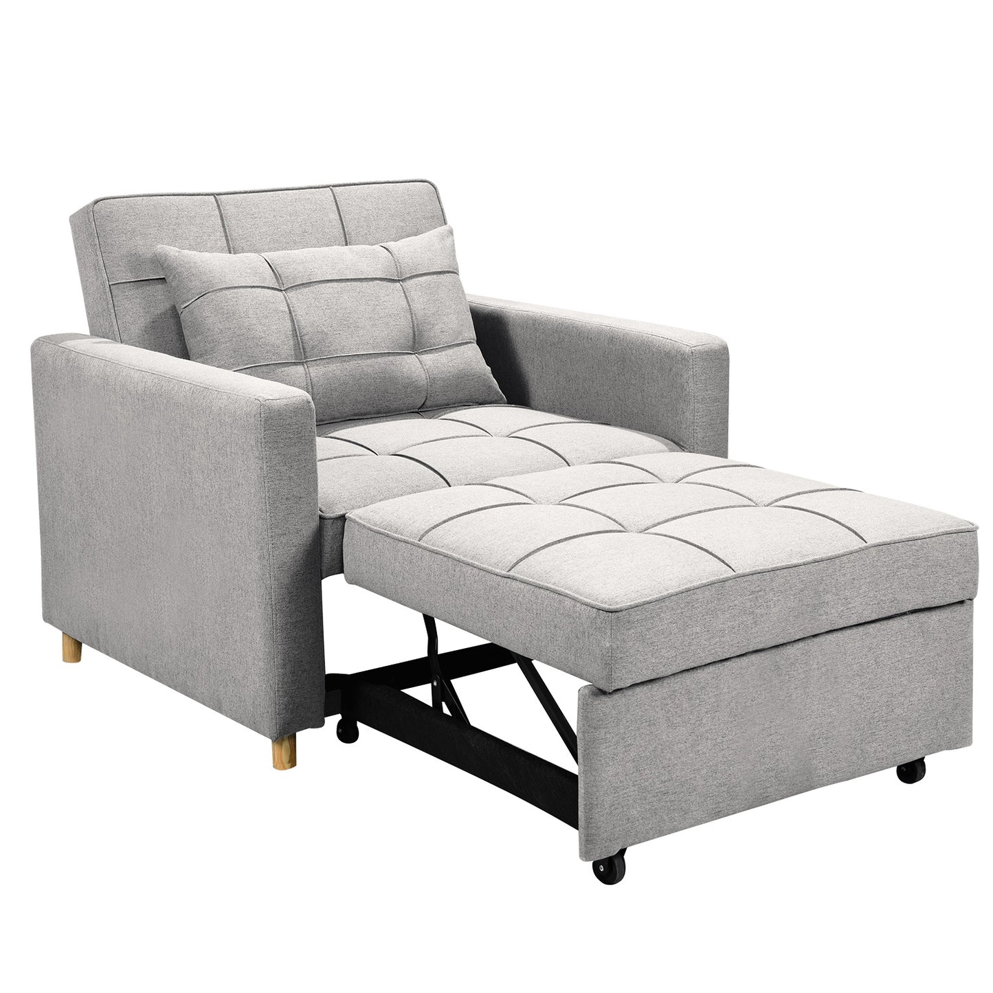 Suri 3-in-1 Convertible Sofa Chair Bed Lounger - Light Grey